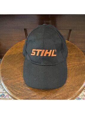 STIHL Black Orange Snapback Hat Outdoor Equipment Logger Workwear Cap